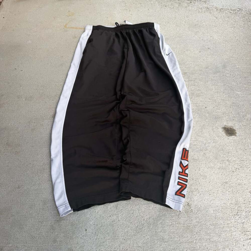 Vintage Nike Men's Y2K Athletic Track Pants Black White Striped Size Large